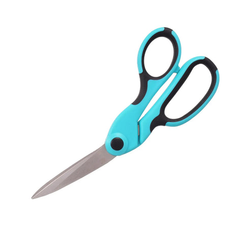 Heavy Duty Bent Fabric Scissors 8.5 Inch With Comfort Grip For Sewing And Crafting, Pro Grade Shears For Cutting Multiple Fabric Layers, Tempered Dual-Sided Blades For Sharp Long-Lasting Performance, turquoise handles