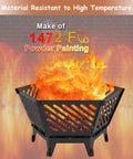 Fire in 22.5-inch hexagon portable fire pit with diagonal vents, titled Twenty Two And A Half Inch Portable Hexagon Fire Pit With Travel Bag Smokeless Patented Hexagon Design Featuring Diagonal Vents Outdoor Wood Burning Fire Pit For Camping Backyard Patio Bonfire Picnic And BBQ in high temperature setting.