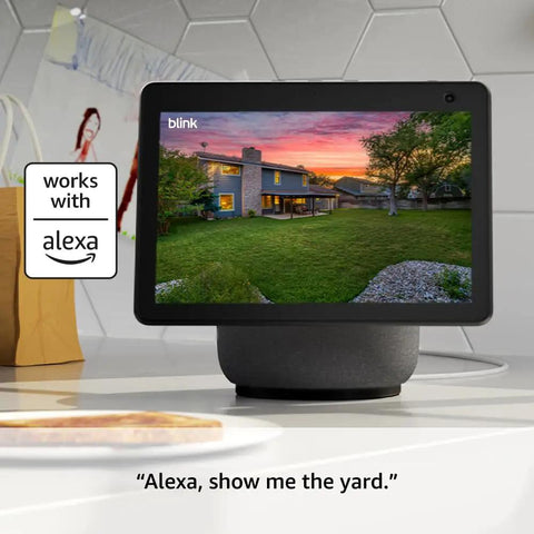 Set It And Forget It Wireless Outdoor Camera Pair With Long Range Sync Module And Weatherproof Hd Home Surveillance Kit showing yard image.
