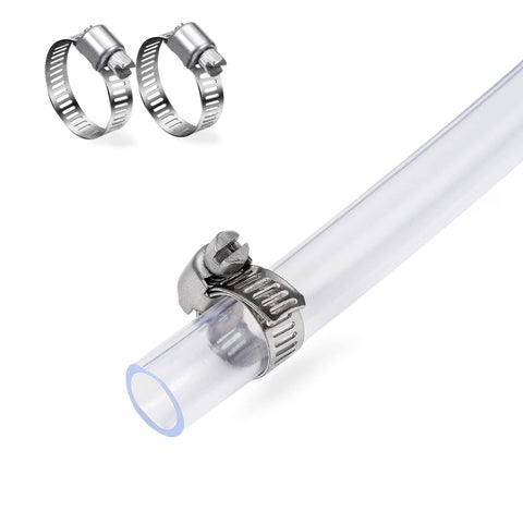 Clear 3/8 Inch ID 100 Ft Vinyl Tubing For Low Pressure, Flexible PVC Hose, includes two stainless clamps, BPA free