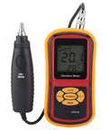 Handheld Real Deal Digital Vibration Meter With Dead Accurate Piezoelectric Sensor, displaying measurement data on crisp LCD panel.
