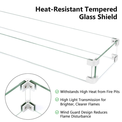 30 Inch By 10 Inch Drop In Fire Pit Kit With Premium Stainless Steel Trough And Tempered Glass Wind Guard Built In Outdoor Table Flame Feature For Patio Backyard And Entertaining