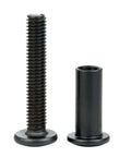 40 Sets Black M6 Bolts And Nuts Cap Nuts Assortment Kit With 2 Matching Drive Tools For TV Stands Cribs Leather Goods Belts Purses Saddles And More Hardware Replacement - Close-up of a black M6 bolt and barrel nut on a white background.