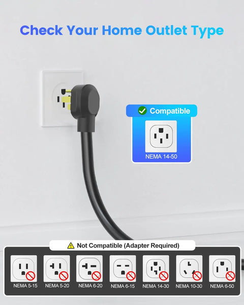NEMA 14-50 plug compatible with Level 2 EV Charger 40 Amp 9.6kW Lightning Fast Home Charge with 25 Foot Cable