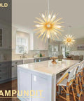 9 Light Gold Sputnik Chandelier for living room, bedroom, dining room, kitchen hallway office fully dimmable ceiling light fixture
