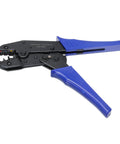 Heavy Duty Adjustable Ratchet Wire Crimping Pliers For Heat Shrink Connectors Auto Repair 0.25 To 6 Sq Mm Range, blue grip.