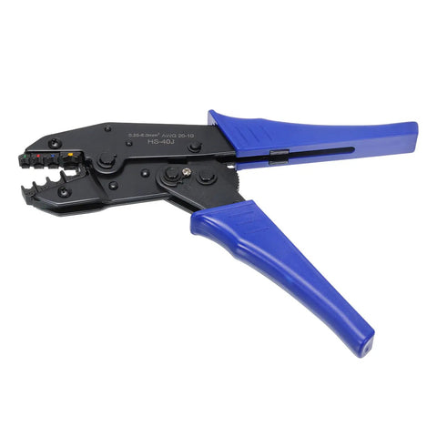 Heavy Duty Adjustable Ratchet Wire Crimping Pliers For Heat Shrink Connectors Auto Repair 0.25 To 6 Sq Mm Range, blue grip.