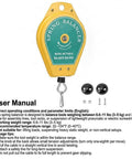Heavy Duty Spring Balancer Set Two Pack 6.6 to 11 Lb Range Retractable Tool Fixture Holder with hook and manual.