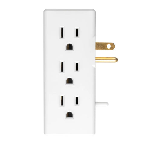 Six Outlet Side Entry Power Tap Side Access Adapter Converts Two Indoor Outlets Into Six, Slim Vertical, Space Saving Design