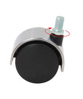 Close-up of Heavy Duty Replacement Office Chair Casters Set Of 5 Swivel Wheels With 2 Inch Diameter And 10X16MM Stem.