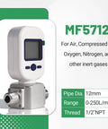 Half Inch NPT Portable Digital Thermal Mass Flow Meter For Compressed Air Nitrogen Oxygen And Other Inert Gases, side view