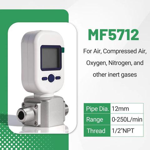 Half Inch NPT Portable Digital Thermal Mass Flow Meter For Compressed Air Nitrogen Oxygen And Other Inert Gases, side view