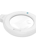 Rechargeable LED Floor Lamp With 5-Inch 2X Magnifier And 5X Bifocal, showing the round magnifying lens close-up.