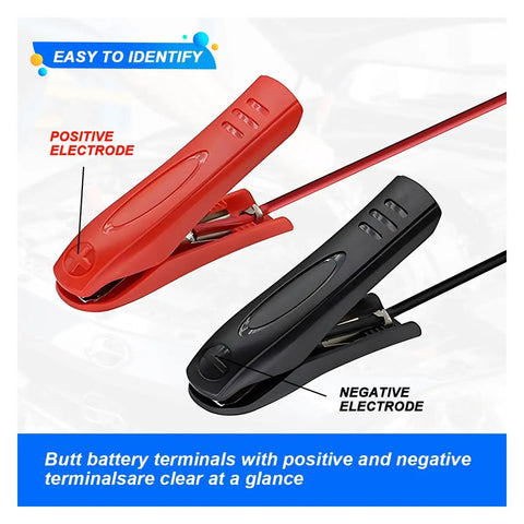 Heavy Duty 3 2FT Alligator To Sae Battery Charging Cable With Thick Insulated Clamps Quick Snap Disconnect For Car Solar Power And Dead Jump Start No Fuss Wiring Setup, red and black terminals.