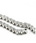 Top Tier Stainless Steel Roller Chain Compatible With 06B, 08A, 08B, And 10A Sprockets showing smooth link connection.