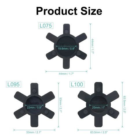Jaw coupling inserts set, black NBR rubber, three pieces for L075/L095/L100 L-jaw couplers