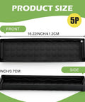 Diagram showing dimensions of Five Pack Plastic Window Sill Plant Saucers With Removable Drain Hole Rectangular 16 By 5.5 By 1.5 Inches Thick