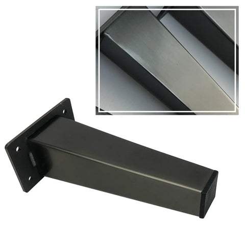 Close-up of stainless steel sofa leg for DIY furniture replacement showing adjustable height and screws, sleek modern style.