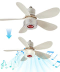 3 in 1 LED Smart Ceiling Fan Light with BT Speaker Remote (40W White) featuring white blades and LED light with musical notes.