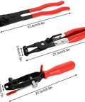 3 Piece CV Joint Boot Clamp Pliers Set With Hose Clamp Pliers Ear Type Pliers And Fuel Line Pliers For Most Cars shown with dimensions