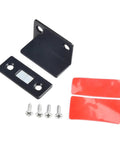 Ultra Slim Magnetic Cabinet Catch for Doors and Closets, black finish with screws, showing components for easy install.