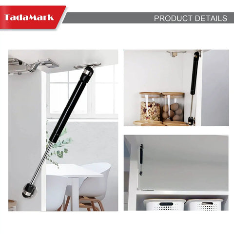 10 Inch Gas Strut Lift Support 45 Lb Each, 2 Pack For Toy Boxes shown in cabinet installation