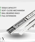 Soft Close Drawer Slides 24 Inch Full Extension Ball Bearing Side Mount Glides For Cabinets And Dressers Heavy Duty 100 Lb