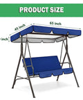 Weatherproof Swing Canopy Replacement Cover For 2-3 Seater Porch Swing, Waterproof Sun Shade Top For Outdoor Patio Garden, Beige 65 X 45 X 5.9 Inch, Tear Resistant 210D Oxford Cloth