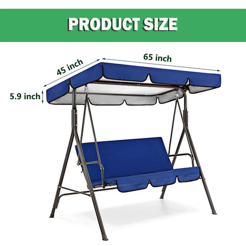 Weatherproof Swing Canopy Replacement Cover For 2-3 Seater Porch Swing, Waterproof Sun Shade Top For Outdoor Patio Garden, Beige 65 X 45 X 5.9 Inch, Tear Resistant 210D Oxford Cloth