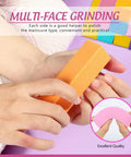 Person using orange buffer block from All In One Nail Files And Buffers Kit 20Pcs With 7 Way File 100 180 Grit Blocks Cushioned Buffer Boards