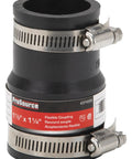 Flexible One And One Half Inch By One And One Quarter Inch Pipe Coupling Fits Sink Drains Tailpieces And Traps Beefy No Hub Rubber Coupler With Heavy Duty Stainless Steel Clamps For PVC ABS Cast Iron And Steel Pipes, black rubber coupling