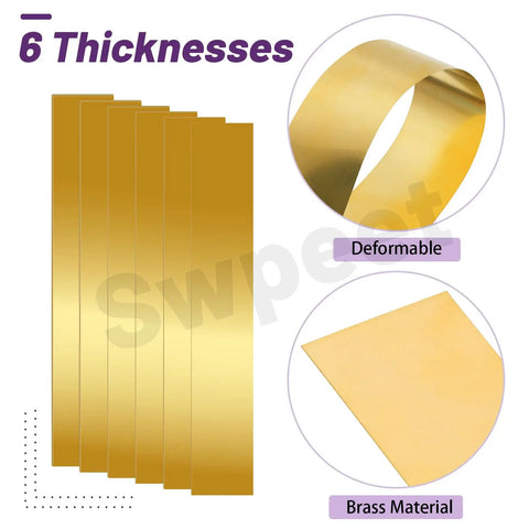 Premium Brass Shim Stock Kit For DIY Crafters, 10 Pieces Of 0.004 Inch Thick Brass Strips, 6 Inches Long By 1 Inch Wide