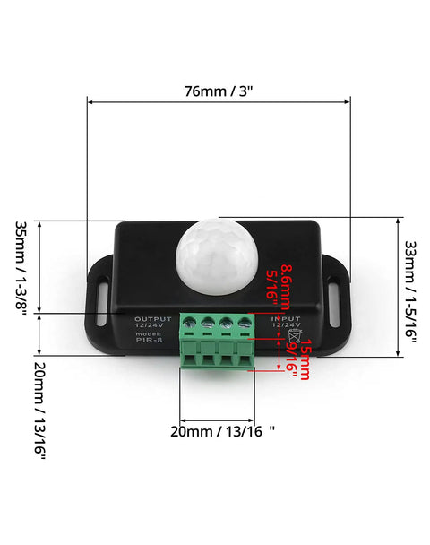 Motion Sensor Led Switch Four Pack With Timer Function No Fuss Auto On Off 12 To 24V 6A Load Detects From Five To Eight Meters Adjustable One To Ten Minute Delay 60 Degree Field Of View Infrared Dome Sensor For Lights And Appliances, 76mm