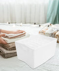 Slick Underwear Drawer Organizer With Divided Compartments For Bras Socks And Clothes To Keep Your Closet Neat And Legit A Versatile Large Capacity Storage Box, white fabric organizer holding folded towels.