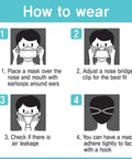 Instruction steps for wearing KF94 Face Mask 50 Pack Made In Korea With Four Layer MB Filter For Strong Respiratory Protection