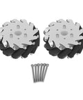127mm omni directional wheel kit with aluminum chassis and 12 rubber rollers for DIY education robots, featuring smooth 360-degree maneuvering.