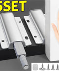 Magnetic Touch Latch Set For Cabinets And Closet Doors Aluminum Alloy Open With Surface Tap Damper Soft Close 5-Piece