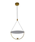16 Inch Integrated LED Pendant Lighting Fixture In Antique Brass With Adjustable Cable Height For Sloped Ceilings Dimmable From Fifteen Percent To One Hundred Percent Energy Efficient Modern Ceiling Light