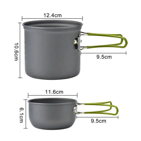 Grab and Go Camping Tableware Kit with foldable kettle and cup, lightweight for backpacking, in bright yellow.