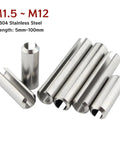 Slotted Spring Pins Set In 304 Stainless Steel, Dowel Roll Pins M1.5 To M12 displayed in various sizes