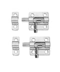 Silver Metal Barrel Bolt Door Latch Set 2 Pack With Screws For Doors Gates And Pet Doors Gate Holder Flip Latch Security Hardware