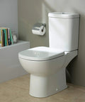 Fresh White Toilet Seat And Cover With Top Fix Chrome Hinges For Tempo And Kheops Models Duraplast Build in modern bathroom setting.