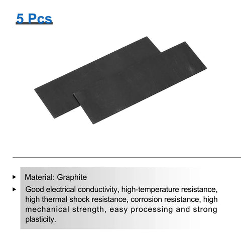 Rectangle Graphite Block Pack Of 5 For Melting And Electrolysis High Purity Graphite Electrode Plate Sheet 100x30x1mm displayed in overlay.