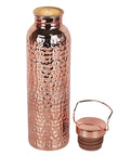 Copper Water Bottle 800ml Insulated Travel Cup With Anti Slip Grip shown with removable lid, textured surface
