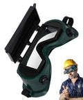 Heavy Duty Auto Darkening Welding Goggles With Snap Switch Lenses, open for use, protect eyes during arc cutting and grinding.