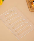 Six In One Charcuterie Board Handle Template, Acrylic Grab Handle Router Template For Woodworking, displayed on a table.