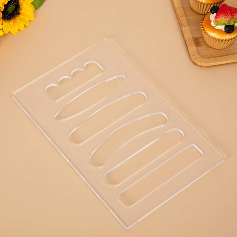 Six In One Charcuterie Board Handle Template, Acrylic Grab Handle Router Template For Woodworking, displayed on a table.