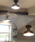 Farmhouse Matte Black Ceiling Light Fixture Rustic Barn Industrial Semi Flush Mount For Kitchen Dining Room Hallway