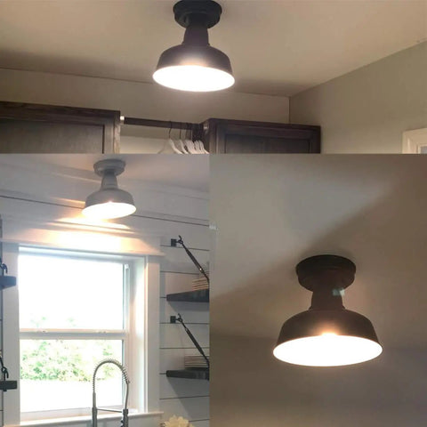 Farmhouse Matte Black Ceiling Light Fixture Rustic Barn Industrial Semi Flush Mount For Kitchen Dining Room Hallway