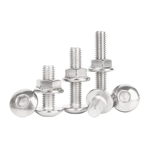 Heavy Duty M6 Hex Socket Screws With Oversized Flat Head Countersunk Design And Matching Flange Nuts Kit, Stainless Steel 304, M6x45, 20 Sets